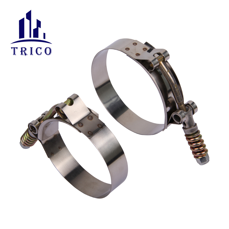 High Strength 19mm Bandwidth Stainless Steel and Carbon Steel T Bolt Spring Hose Clamp for Gas and Oil Ductwork Connection