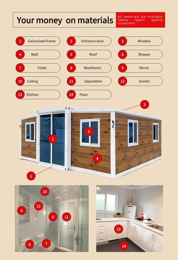 20ft 40ft 2 3 4 5 Bedroom Prefab Folding Movable Container Homes Expandable Container House For Sale