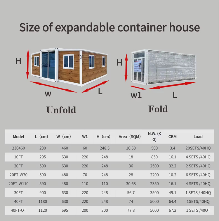 20ft 40ft 2 3 4 5 Bedroom Prefab Folding Movable Container Homes Expandable Container House For Sale