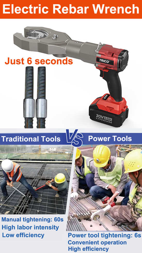 Battery-Powered Rebar Connecting Torque Wrench Rebar Coupler Hex Coupler Torque Electric Wrench