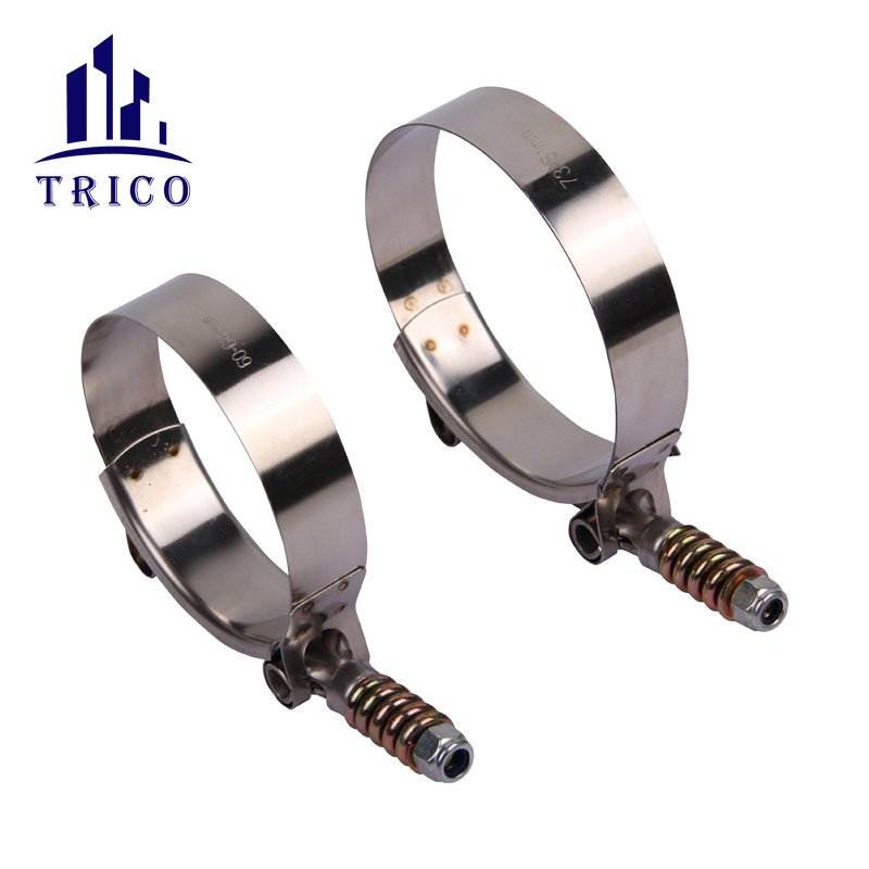 High Strength 19mm Bandwidth Stainless Steel and Carbon Steel T Bolt Spring Hose Clamp for Gas and Oil Ductwork Connection