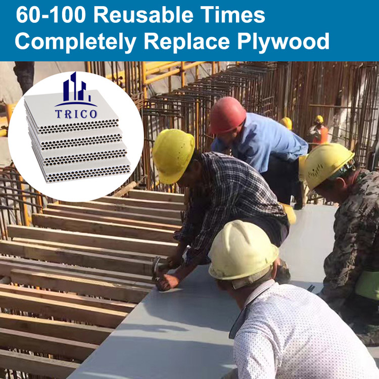 Reuse 60-100 Times Hollow PP Plastic Formwork for Concrete Construction