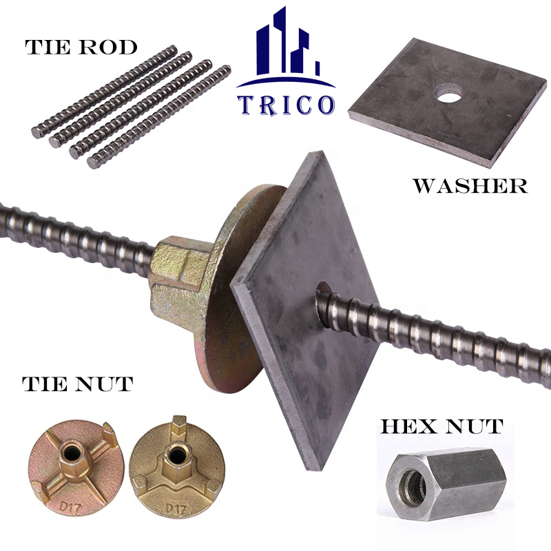 Formwork Accessories 180KN Formwork Steel Tie Rod Wing Nut For Concrete