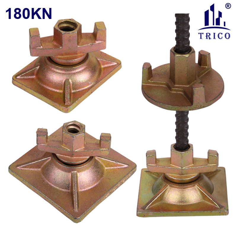 Concrete Formwork Tie Rod 180KN D17 D20  Swivel Combination Wing Nut with Plate