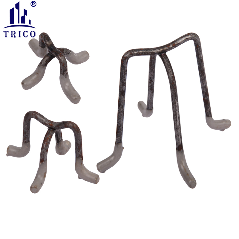 Concrete Plain Slab Bolster Upper With Gray Plastic Coated Legs - Continuous Rebar Chairs