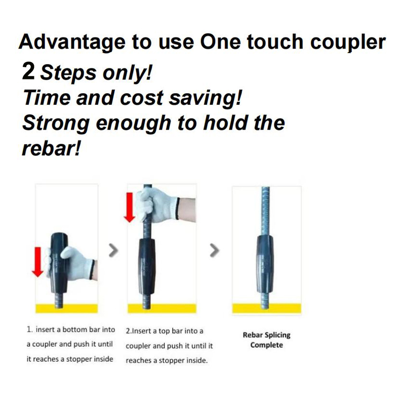 One Touch Rebar Coupler For Concrete Construction  Rebar Splicing Coupler