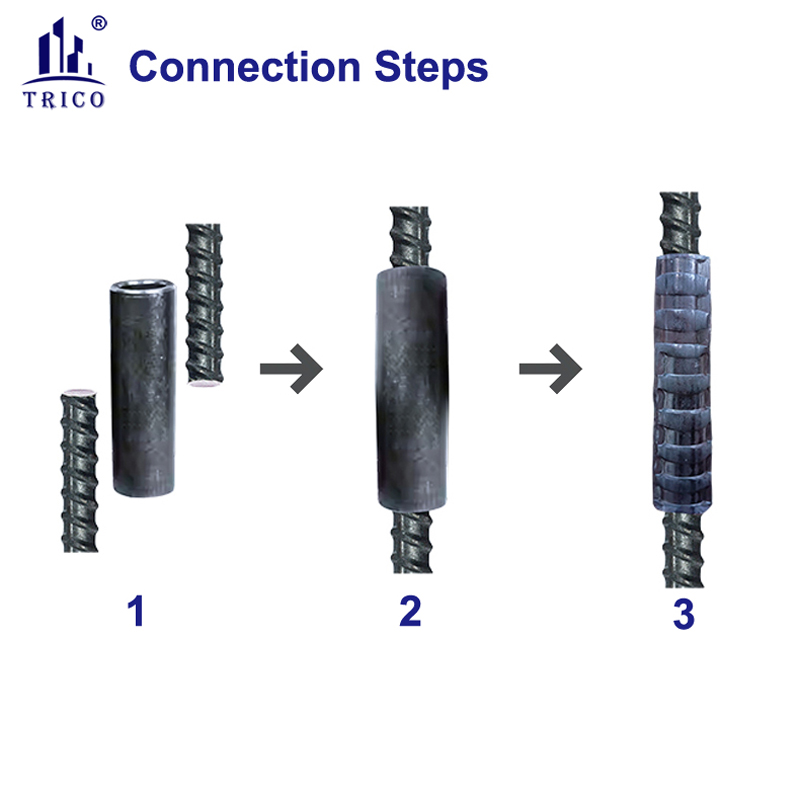 Cold Extrusion Rebar Coupler For Concrete Construction  Rebar Splicing Coupler